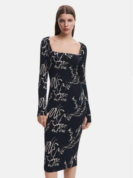 Desigual Sukienka codzienna 25SWVK05 Czarny Slim Fit. Czarne kombinezony Desigual, s, bez wzorów, z syntetyku, bez kołnierzyka, bez ramiączek. Za 229,99 zł.