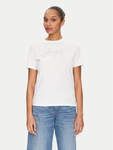 HUGO T-Shirt Damacia 50535491 Biały Regular Fit. Białe t-shirty Hugo, s, bez wzorów, z bawełny, bez kołnierzyka, bez ramiączek. Za 129,99 zł.