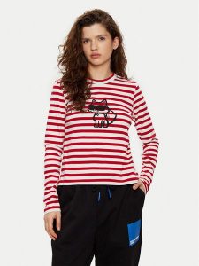 KARL LAGERFELD Bluzka A1W17137 Czerwony Regular Fit. Czerwone bluzki KARL LAGERFELD, xs, bez wzorów, z bawełny, bez kołnierzyka, bez ramiączek. Za 379,99 zł.