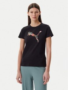 Puma T-Shirt Floral Cat 685081 Czarny Regular Fit. Czarne t-shirty Puma, s, bez wzorów, z bawełny, bez kołnierzyka, bez ramiączek. Za 69,99 zł.