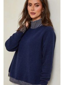 So Cachemire Sweter "Csepreg" w kolorze granatowym rozmiar: L. Niebieskie swetry oversize So Cachemire, l, bez wzorów, z kaszmiru, bez ramiączek. Za 195,99 zł.