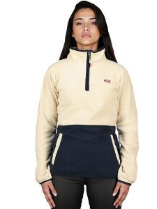 Geographical Norway Bluza polarowa "Touki" w kolorze kremowo-granatowym rozmiar: XXL. Brązowe bluzy Geographical Norway, xxl, bez wzorów, z polaru, bez kaptura. Za 63,95 zł.