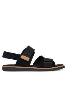 Timberland Sandały Adley Shore TB0A414AEK41 Czarny. Czarne sandały Timberland, bez wzorów, ze skóry, bez obcasa, na płaskiej podeszwie, bez zapięcia. Za 289,99 zł.