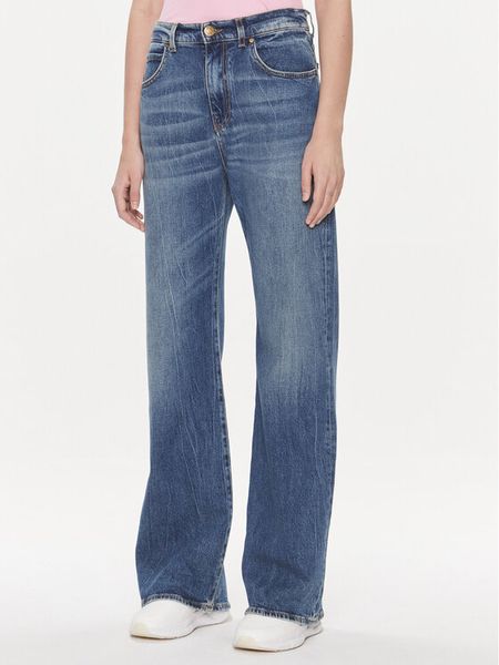 Pinko Jeansy Wanda 101733 A1LP Granatowy Wide Leg. Niebieskie jeansy Pinko, bez wzorów, z bawełny. Za 539,99 zł.