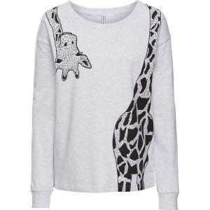 Bluza dresowa z nadrukiem żyrafy bonprix jasnoszary melanż. Bluzy marki 4f. Za 74,99 zł.