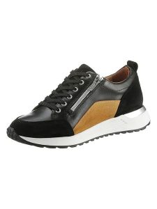 Heine Skórzane sneakersy w kolorze czarno-beżowym rozmiar: 41. Brązowe trampki Heine, bez wzorów, bez zapięcia. Za 146,45 zł.