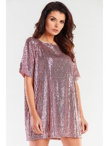 Awama Sukienka w kolorze jasnoróżowym rozmiar: onesize. Różowe sukienki Awama, bez wzorów, bez kołnierzyka, bez ramiączek, mini. Za 194,99 zł.