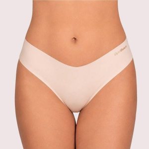 Figi damskie bezszwowe beżowe Comfy 3Pak. Brązowe figi GYMBEAM, bez wzorów, z elastanu. Za 80,90 zł.