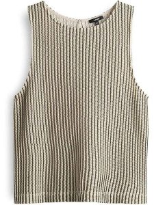 OPUS Top dzianinowy w kolorze beżowym rozmiar: 44. Brązowe topy Opus, bez wzorów, z dzianiny, bez kołnierzyka, bez ramiączek. Za 86,99 zł.