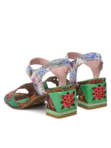 Laura Vita Sandały Jacqueso 20 Zielony. Zielone sandały LAURA VITA, bez wzorów, ze skóry, bez obcasa, na słupku, bez zapięcia. Za 399,99 zł.