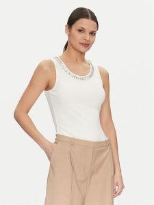 Marciano Guess Top 5RGP23 6299A Biały Regular Fit. Białe topy Marciano Guess, xxs, z aplikacjami, z wiskozy, bez kołnierzyka, bez ramiączek. Za 159,99 zł.