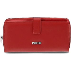 Czerwony Elegancki Portfel Damski Big Star. Czerwone torebki klasyczne Big Star Accessories, bez wzorów, ze skóry ekologicznej, bez dodatków. Za 119,00 zł.