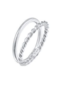 Elli Damski zestaw 2 częściowy Twisted Basic ze srebra próby 925 Sterling Silver Pierścionki 1 ct. Szare pierścionki Elli, srebrne. Za 249,89 zł.