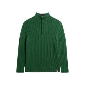 Kurtka rugby z dzianiny z kołnierzem dla kobiet Superdry. Zielone swetry klasyczne Superdry, na zimę, z dzianiny, bez kołnierzyka. Za 376,00 zł.