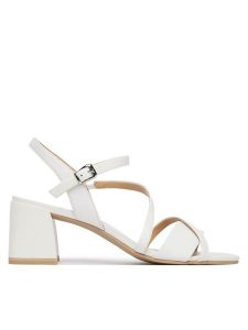 Caprice Sandały 9-28302-46 Biały. Białe sandały Caprice, bez wzorów, ze skóry, bez obcasa, na słupku, bez zapięcia. Za 275,99 zł.