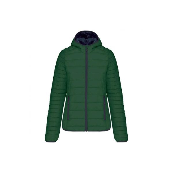 Damska lekka kurtka z kapturem Kariban. Zielone kurtki KARIBAN, na zimę, bez wzorów, z puchu, z kapturem. W wyprzedaży za 299,00 zł.