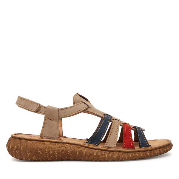 Sandały Josef Seibel. Brązowe sandały Josef Seibel, bez wzorów, bez obcasa, na płaskiej podeszwie, bez zapięcia. Za 299,99 zł.