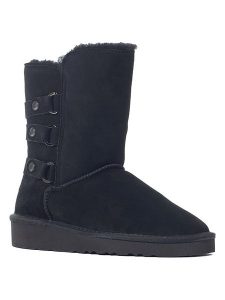 NICEBAY Skórzane botki zimowe "Bernie" w kolorze czarnym rozmiar: 36. Czarne botki NICEBAY, na zimę, bez wzorów, z materiału, bez obcasa, bez zapięcia. Za 209,95 zł.