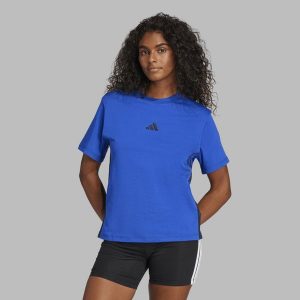 Koszulka damska ADIDAS Gym & Pilates. Bluzki ADIDAS, s, bez wzorów, z bawełny, sportowe, bez kołnierzyka, bez ramiączek. W wyprzedaży za 79,99 zł.