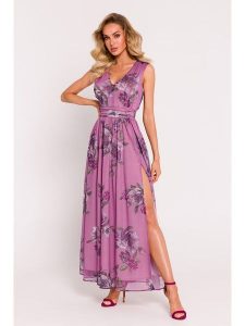 Made of emotion Sukienka w kolorze fioletowym rozmiar: M. Różowe sukienki Made Of Emotion, m, bez wzorów, bez kołnierzyka, bez ramiączek, maxi. Za 335,38 zł.