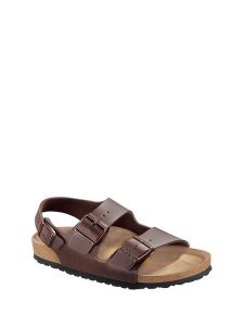 Birkenstock Sandały w kolorze brązowym rozmiar: 44. Brązowe sandały Birkenstock, bez wzorów, z materiału, z otwartym noskiem, bez obcasa, bez zapięcia. Za 265,45 zł.