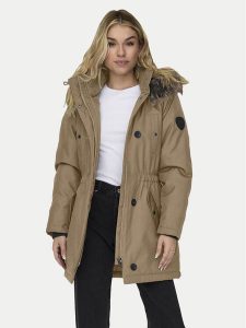 ONLY Parka Iris 15304625 Brązowy Regular Fit. Brązowe płaszcze ONLY, xs, bez wzorów, z syntetyku, bez kaptura. Za 169,99 zł.