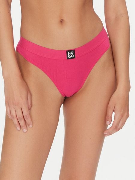 HUGO Stringi Thong Rib 50496809 Różowy. Czerwone stringi Hugo, bez wzorów. Za 59,99 zł.