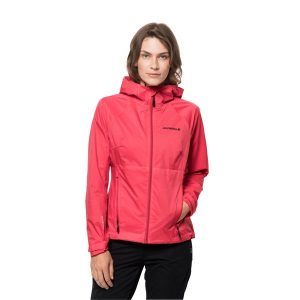Damska kurtka wodoodporna Jack Wolfskin Tasman Cloud. Czerwone kurtki Jack Wolfskin, xs, bez wzorów, bez kaptura. Za 587,20 zł.