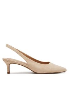 LAUREN RALPH LAUREN Czółenka 802959263004 Beżowy. Brązowe czółenka Lauren Ralph Lauren, bez wzorów, ze skóry, bez obcasa, bez zapięcia. Za 539,99 zł.