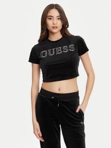 Guess T-Shirt V3BI01 K0232 Czarny Regular Fit. Czarne t-shirty Guess, xxs, z aplikacjami, z syntetyku, bez kołnierzyka, bez ramiączek. Za 119,99 zł.