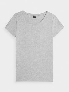4F T-shirt regular gładki damski XXL. Szare t-shirty 4f, xxl, bez wzorów, z dzianiny, bez kołnierzyka, bez ramiączek. W wyprzedaży za 39,99 zł.