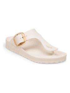 Birkenstock Japonki "Gizeh Big Buckle" w kolorze kremowym rozmiar: 40. Brązowe klapki Birkenstock, bez wzorów, z otwartym noskiem, bez obcasa. Za 224,95 zł.
