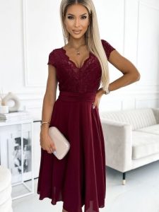 Sukienka Model Linda 381-5 Bordo - Numoco. Czerwone sukienki NUMOCO, l, bez wzorów, z elastanu, bez kołnierzyka, bez ramiączek, mini. Za 459,16 zł.