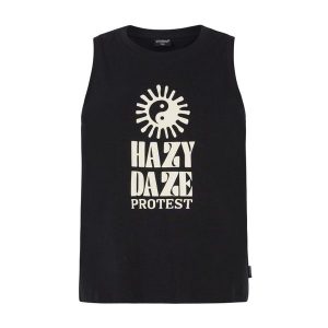 Damski tank top Protest Malang. Czarne topy Protest, bez wzorów, bez kołnierzyka, bez ramiączek. Za 106,39 zł.