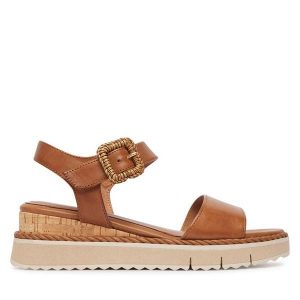 Sandały Tamaris. Brązowe sandały Tamaris, bez wzorów, bez obcasa, na koturnie, bez zapięcia. Za 369,99 zł.