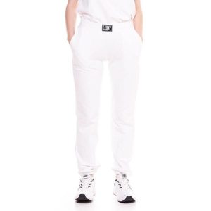 Spodnie dresowe z ściągacze na co dzień na siłownię. Białe spodnie dresowe LEONE 1947 APPAREL, bez wzorów, z bawełny. W wyprzedaży za 112,15 zł.