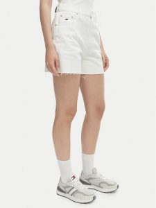 Tommy Jeans Szorty jeansowe DW0DW22695 Biały Regular Fit. Białe szorty Tommy Jeans, bez wzorów, z bawełny. Za 289,99 zł.