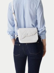 Guess Torebka J3YZ32 WG730 Biały. Białe listonoszki Guess, z aplikacjami, ze skóry, bez dodatków. Za 185,99 zł.