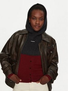 Pinko Komin Balaclava 104327 A27B Szary. Szare rękawiczki Pinko, bez wzorów, z materiału. Za 649,99 zł.