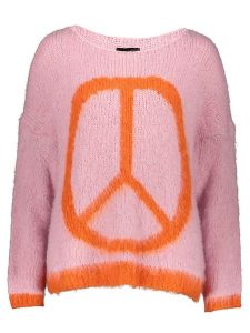 Miss goodlife Sweter "Peace" w kolorze jasnoróżowym rozmiar: M. Różowe swetry oversize miss goodlife, m, bez wzorów, ze splotem, bez ramiączek. Za 175,67 zł.