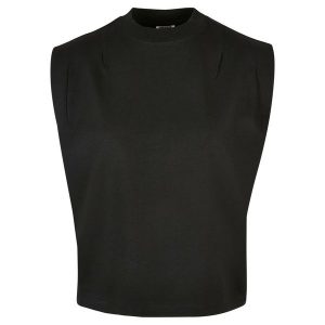 Damski tank top Urban Classics Organic Heavy Pleated Shoulder GT. Czarne topy Urban Classics, bez wzorów, bez kołnierzyka, bez ramiączek. Za 175,50 zł.