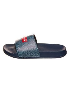 Levi´s Klapki w kolorze granatowym rozmiar: 34. Niebieskie klapki bez wzorów, z otwartym noskiem, bez obcasa. Za 48,39 zł.