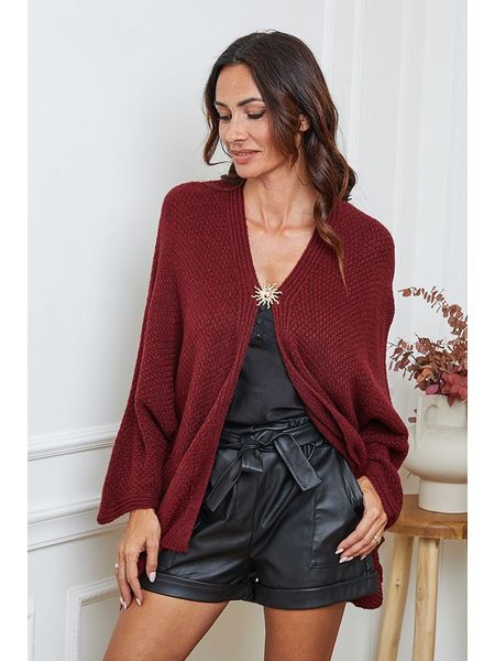 So Cachemire Kardigan "Enouka" w kolorze bordowym rozmiar: L. Czerwone kardigany So Cachemire, z wełny. Za 152,62 zł.