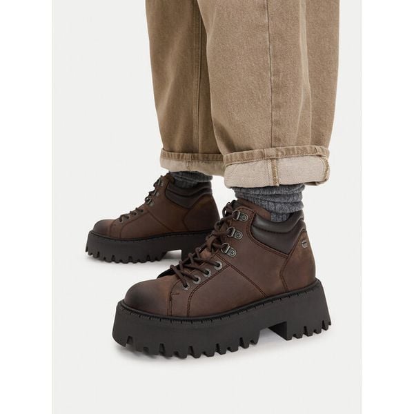 Trapery G-Star. Brązowe buty zimowe G-Star, bez obcasa, bez zapięcia. Za 399,99 zł.