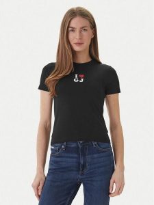 Guess Jeans T-Shirt W6GIB1 J1314 Czarny Slim Fit. Czarne t-shirty Guess Jeans, l, z aplikacjami, z bawełny, bez kołnierzyka, bez ramiączek. Za 139,99 zł.