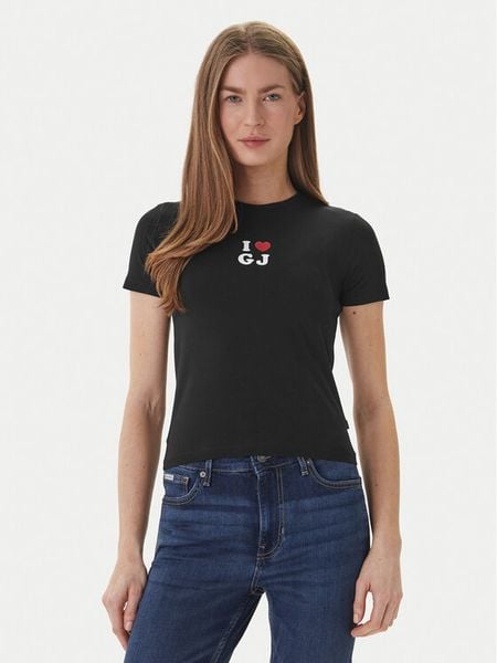 Guess Jeans T-Shirt W6GIB1 J1314 Czarny Slim Fit. Czarne t-shirty Guess Jeans, l, z aplikacjami, z bawełny, bez kołnierzyka, bez ramiączek. Za 139,99 zł.