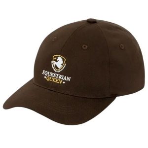 Czapka z daszkiem damska, baseballowa Equestrian Queen Melanie 24SS. Brązowe czapki EQUESTRIAN QUEEN, bez wzorów, sportowe. Za 66,99 zł.