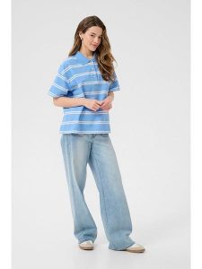 Kaffe Koszulka polo w kolorze błękitnym rozmiar: XL. Niebieskie bluzki Kaffe, xl, bez wzorów, z bawełny, bez kołnierzyka, bez ramiączek. Za 91,77 zł.