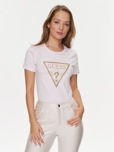 Guess T-Shirt W4RI69 J1314 Różowy Regular Fit. Czerwone t-shirty Guess, l, z aplikacjami, z bawełny, bez kołnierzyka, bez ramiączek. Za 109,99 zł.