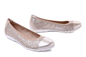 CAPRICE 9-22151-42 341 taupe metallic, baleriny damskie. Brązowe balerinki Caprice, bez wzorów, bez obcasa, bez zapięcia. Za 215,92 zł.
